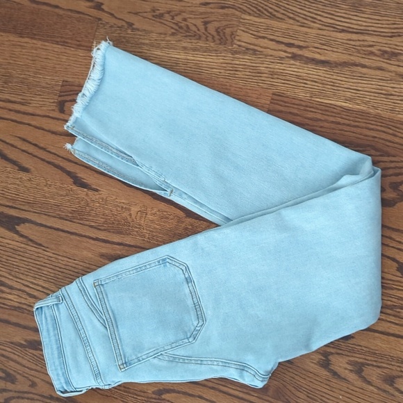 Egreis Rare Slimming Jeans Light Blue Denim Panel High Waist Ankle Slit W25 L32 - Picture 7 of 10